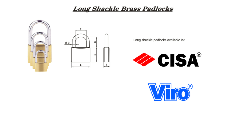 long shackel brass padlocks Viro spec page